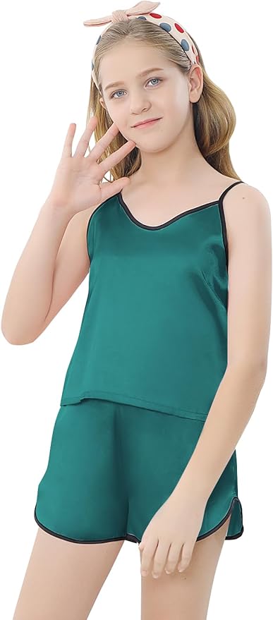 Girls & Women Silk Pajamas Set Satin Camisole Sleepwear 2 Piece Pjs, 3 Years - Women XXL