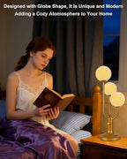 Lightdot Modern Gold Globe Table Lamp Dimmable Mid Century 3-Light Desk Lamp 3000K Warmwhite Nightstand Lamp for Bedroom Bedside End Table(G9 Bulb Included)