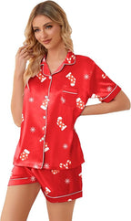 Girls & Womens Satin Pajamas Set, Silk Button-Down Sleepwear 2 Piece Nightwear, 3 Years - Women XXL