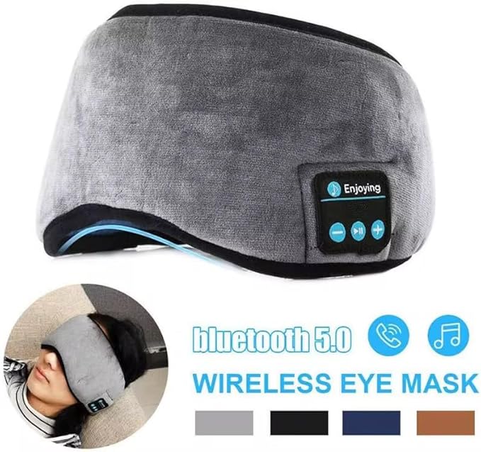 Bluetooth Sleep Mask with Built-in Headphones, Wireless Music Eye Mask, Ultra-Thin Stereo Speakers for Side Sleepers