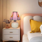 Mushroom Lamp Tiffany Lamp Stained Glass Table Lamp Moon Cute Small Bedside Lamps for Living Room Home Decor,Unique Aesthetic Home Living Room Decor Girls Women Birthday Day Gift,Pink
