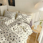 Nayoroom Black and White Heart Duvet Cover Twin Size Black Hearts Printed on White Bedding Set 2 Pcs Cute Kawaii Soft Breathable Microfiber Comforter Cover Valentine Gifts for Kids Girls