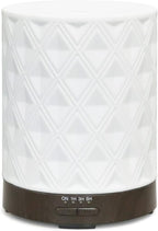 Earnest Living Essential Oil Diffuser for Large Room White Ceramic 250ml Aromatherapy Diffuser with 4 Timers 7 Night Lights and Auto Off Function for Home Gift