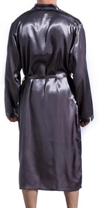 Previn Men's Satin Kimono Robe Long Spa Bathrobes Luxurious Silk Long Sleeve Loungewear