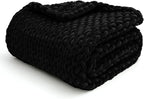 YnM Velvet Weighted Blanket, Handmade Chunky Knitted Design, Soft and Cozy, Temperature Regulating and Breathable, Machine Washable Throw for Sleep or Home Decor (Black, 60x80 Inch, 20lbs)