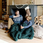 Nuzzie Original Knit Weighted Blanket - Breathable, Cooling, Hand Made Knit Throw Blanket for Sleep - Machine Washable, Stylish Design (Forest Green, Throw | 12lbs | 44" x60)