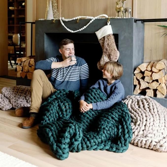 Nuzzie Original Knit Weighted Blanket - Breathable, Cooling, Hand Made Knit Throw Blanket for Sleep - Machine Washable, Stylish Design (Forest Green, Throw | 12lbs | 44" x60)