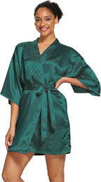 Women's Satin Robes Floral Bridesmaid Robes Short Silk Kimonos Sleepwear