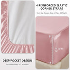 CozyLux Satin Sheets Twin Sheet Set - 3 Piece Silky Twin Bed Sheets, Luxury Dirty Pink Sheet Twin Size Bed Set with Smooth and Soft Microfiber, Includes 1 Fitted Sheet, 1 Flat Sheet and 1 Pillowcase