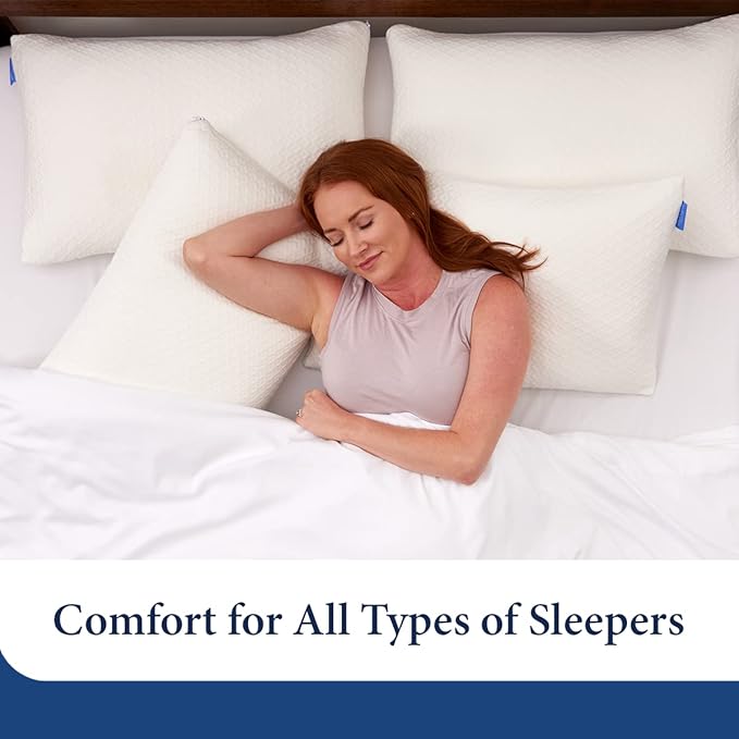 Cosy House Collection Luxury Rayon Derived from Bamboo Shredded Memory Foam Pillow - Adjustable & Removable Fill - Cool & Breathable Cover with Zipper for Side, Back, & Stomach Sleepers (Queen)