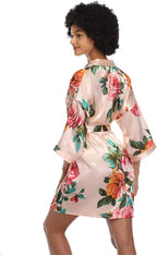 MissNina Women's Floral Satin Kimono Robes Short Silky Bridesmaid Robes Sleepwear