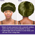4Pcs Satin Bonnet Silk Bonnet, Hair Bonnet for Sleeping, Elastic Wide Band Silk Sleep Cap, Shower Cap Soft and Breathable (Green Series)