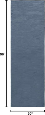 SAFAVIEH Washable Rug Faux Rabbit Fur Shag Collection - 2'6" x 8' Runner, Dark Grey, Slip Resistant & Easy Clean, Ideal for Living Room, Hallway, Foyer, Nursery, Bedroom, Boys & Girls Room (FRF976H)