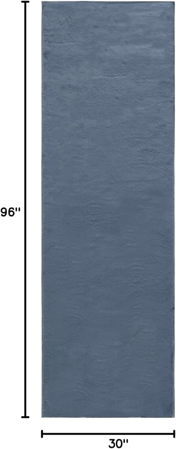 SAFAVIEH Washable Rug Faux Rabbit Fur Shag Collection - 2'6" x 8' Runner, Dark Grey, Slip Resistant & Easy Clean, Ideal for Living Room, Hallway, Foyer, Nursery, Bedroom, Boys & Girls Room (FRF976H)