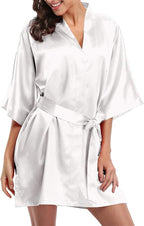 Giova Women's Satin Robe Bride & Bridesmaid Wedding Party Bathrobe Short Kimono Gown