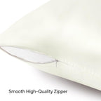 BEDELITE Satin Pillowcase with Zipper, Ivory King Size Pillow Cases Set of 2, Super Soft and Cooling Similar to Silk Pillow Cases, Gift for Women Men(20x36 Inches)