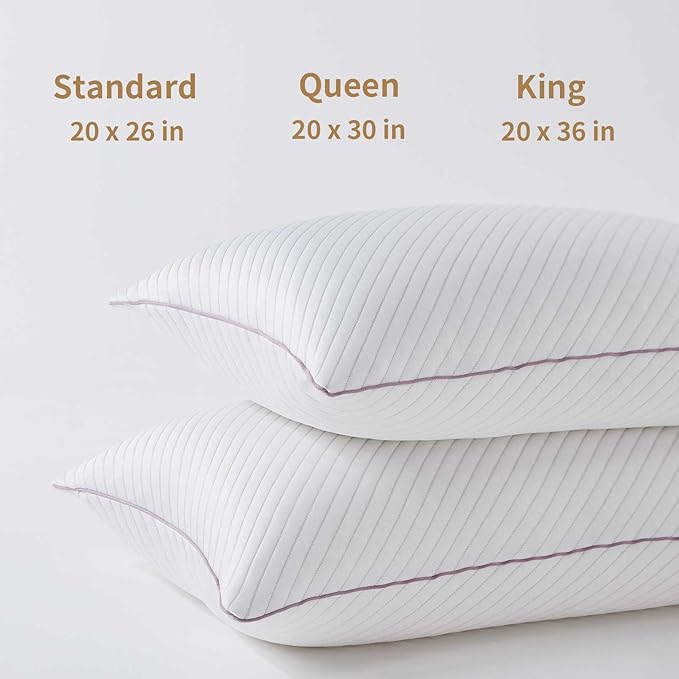 Pillows Queen Size Set of 2 Cooling Shredded Memory Foam Pillows 2 Pack for Sleeping for Side Back Stomach Sleepers