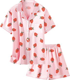 Girls & Womens Satin Pajamas Set, Silk Button-Down Sleepwear 2 Piece Nightwear, 3 Years - Women XXL