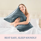 BEDELITE Satin Pillowcase for Hair and Skin, Super Soft and Cooling Similar to Silk Pillow Cases 2 Pack with Envelope Closure, Gift for Women Men(20"x40" King Size, Space Grey)