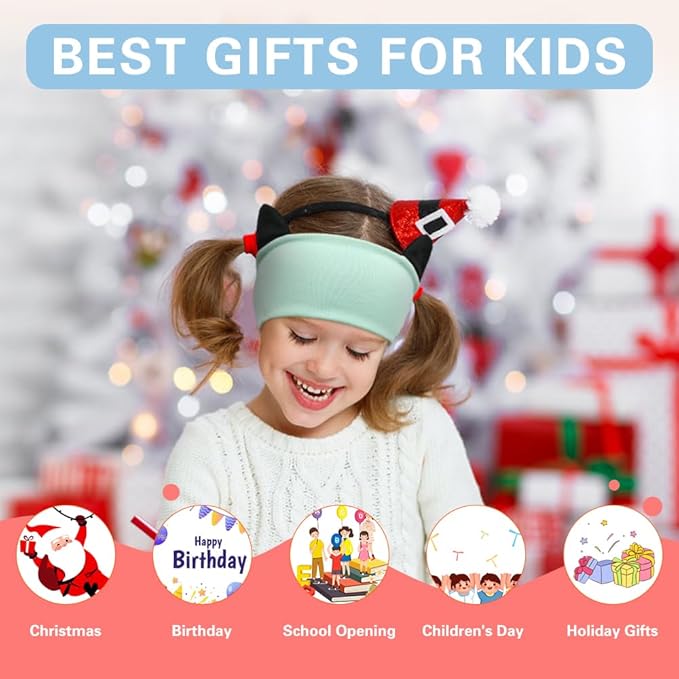 Joythink Kids Bluetooth Headband Headphones Sleep Mask Wireless Earphones Built in Thin Speaker Adjustable Sports Headset Sleep Headband for Girls Boys Toddler Children Baby Airplane Travel Study Aqua