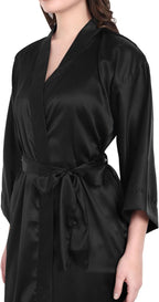 Silk Robes for Women Ankle Length Satin Kimono Robes with Belt Bridemaids Sleepwear Bachelorette Nightgown