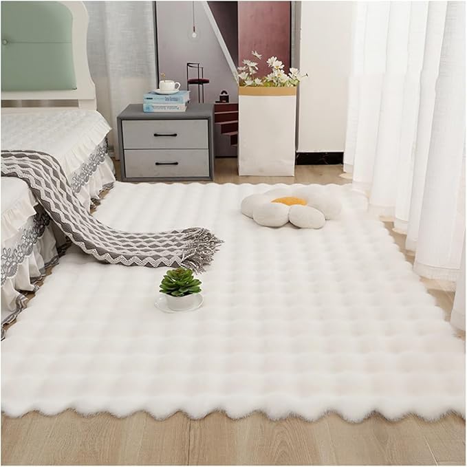 KXCR Soft Bedroom Rug Faux Fur Living Room Fluffy Area Carpet Home Decor Floor Mat Fluffy Plush Carpets Bedside Rugs for Kids Room Decoration (Color : White, Size : 50X80cm)