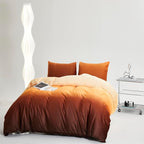 Luxlovery Orange Gradient Velvet Comforter Twin Women Girls Sunset Color Fluffy Flannel Bedding Comforter Set Art Style Sherpa Quilts Blanket Soft Warm Winter Bedding Set for Twin Bed