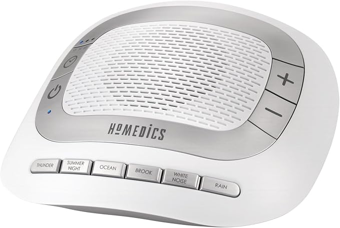 Homedics SoundSleep Rejuvenate White Noise Sleep Machine, Small Travel Sound Machine with 6 Relaxing Nature Sounds, Portable Sound Therapy for Home, Office, Nursery, Auto-Off Timer, By Homedics