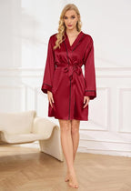 Satin Robes for Women Elegant Satin Kimono Silk Bathrobe for Wedding, Bridal Party, Silk Sleepwear, and Loungewear