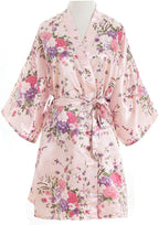 Women's Satin Robes Floral Bridesmaid Robes Short Silk Kimonos Sleepwear