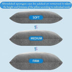 MOLCLCUY Memory Foam Pillows King Size Set of 2 Adjustable Cool Pillow for Side Back Stomach Sleepers Luxury with Washable Cover