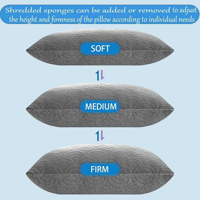 MOLCLCUY Memory Foam Pillows Standard Size Set of 2 Adjustable Cool Pillow for Side Back Stomach Sleepers Luxury with Washable Cover