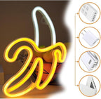 GUOCHENG Banana Neon Sign, Banana Shaped LED Night Light Battery&USB Power Hanging Neon Decor for Wall Bedroom Baby Room Christmas Party(Hanging)