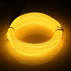 JIGUOOR USB Rechargeable EL Wire 32.8ft/10m (5mx2) Bright Neon Light Strip 360° Illumination Neon Tube Rope Lights for DIY, Festival, Party Decoration, Halloween, Chrismas (32.8ft/10M, Yellow)