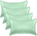 Elegant Comfort 4-Pack Cooling Viscose Satin Pillowcase Set with Hidden Zipper Closure, Silky Smooth for Best Hair and Skin Care-Beautiful Gift Box-4-Piece Satin Pillowcase Set, King, Mint Green