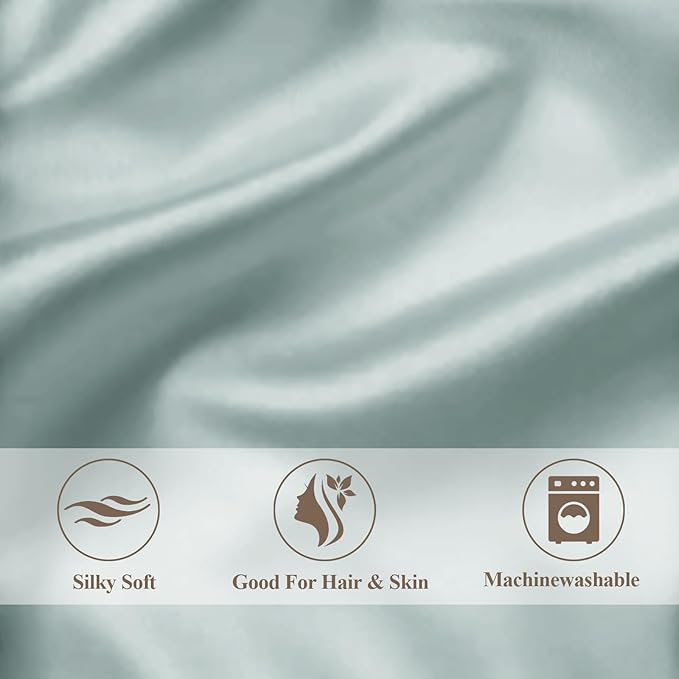 Vielit Satin Body Pillow Pillowcase 1pc,Silky Body Pillow Cover Similar to Silk Pillow Cases Soft Body Pillow Case 20x54 & Envelope Closure,Gift for Women Men Sage Green & 1 Satin Scunchie