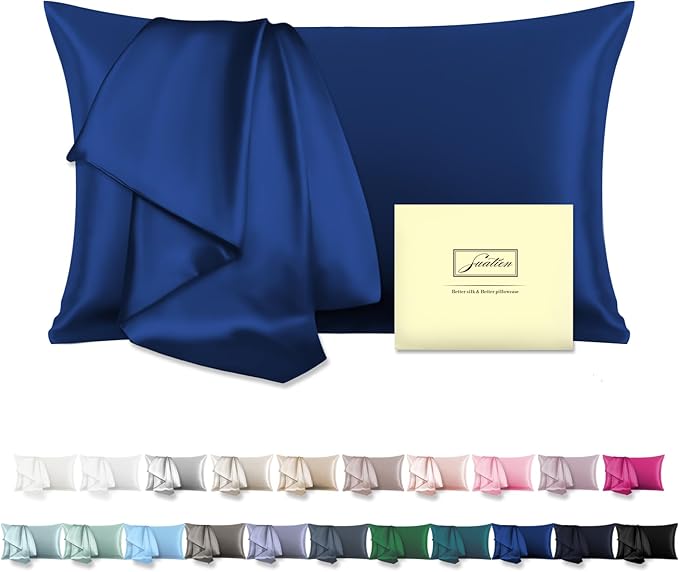 Mulberry Silk Pillowcase for Hair and Skin Pillow Case with Hidden Zipper Soft Breathable Smooth Cooling Silk Pillow Covers for Sleeping (Royal Blue, King,1Pcs)