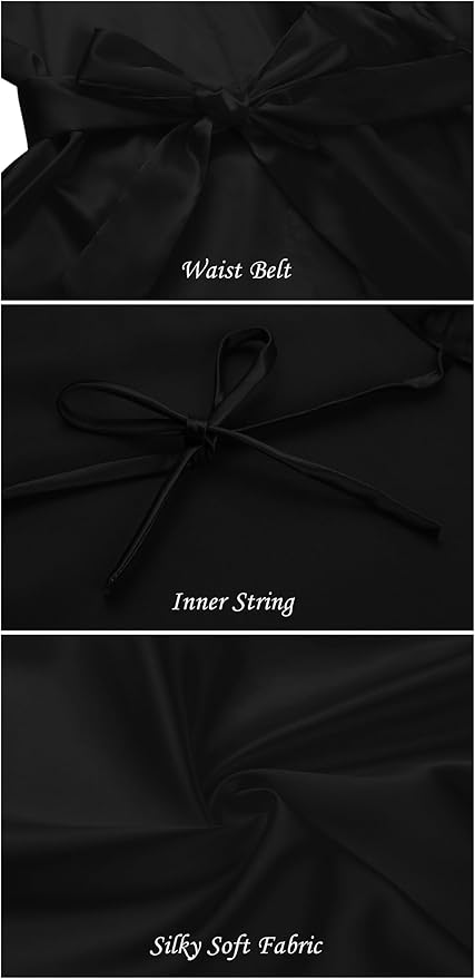 Women's Short Silky Robes Womens Satin Bathrobe Bride Bridesmaid Wedding Party Sleepwear Loungewear