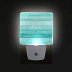 Plug in Night Light Lamp, Teal Turquoise Green Wood Dusk to Dawn Sensor LED Nightlight Smart Automatically Lights Bedroom, Bathroom, Kitchen, Hallway, Stairs, Energy