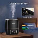 VIVOSUN 2-in-1 Warm and Cool Mist Humidifier, 5L Indoor Ultrasonic Air Humidifier with Essential Oil Tray for Bedrooms, Plants, Offices and Babies