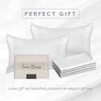 Elegant Comfort 4-Pack White Standard/Queen Viscose Satin Pillowcase Set with Hidden Zipper Closure, 20" x 30"