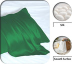 Mulberry Silk Pillowcase for Hair and Skin Pillow Case with Hidden Zipper Soft Breathable Smooth Cooling Silk Pillow Covers for Sleeping (Olive Green, King,1Pcs)