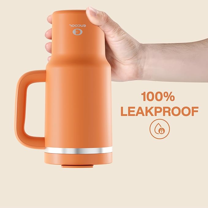 32 oz Tumbler with Handle and Straw: Stainless Steel Insulated Tumbler Keeps Cold for 24 Hours, Leakproof Travel Cup Fits in Cup Holder and BPA-Free,Moderate Orange
