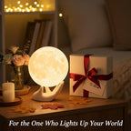 Mydethun 3.5 Inch 3D Moon Lamp – Birthday Gifts for Women, Mood Lighting w/Ceramic Base, White Elephant Gifts for Teenage Girls, White/Yellow Touch-Dimmable LED Night Light for Kids Room