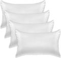 Elegant Comfort 4-Pack White Standard/Queen Viscose Satin Pillowcase Set with Hidden Zipper Closure, 20" x 30"