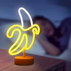 ENUOLI Banana Neon Sign, LED Light Banana Neon Sign Decoration Art Lamp for Bedroom Kids Room Christmas Birthday Wedding Party, 11.8 x 7.08 inches, Yellow, Plastic