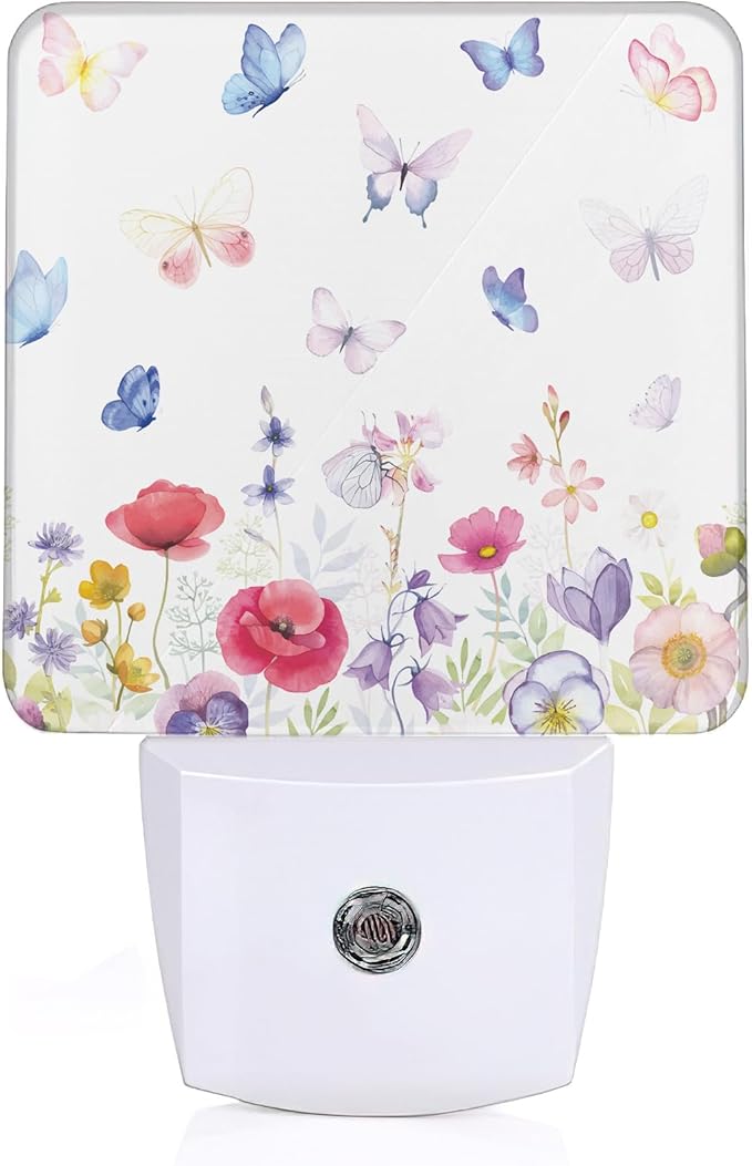 Meadow Butterfly Night Light, Night Light Plug into Wall with Dusk to Dawn Sensor, LED Lamp Energy Saving Lights for Men Women Boys Girls,Lamp for Bedroom Bathroom Hallway
