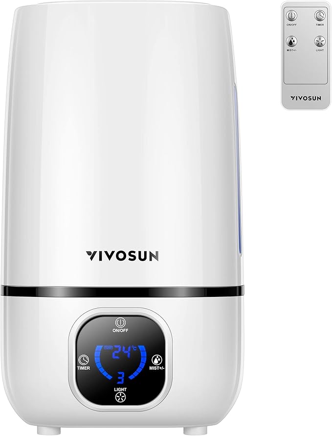 VIVOSUN 4L Cool Mist Humidifier with Remote Control for Bedroom, Plants, Baby, Dry Skin