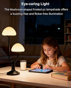 Lightdot Mushroom Table Lamp for Bedroom, Desk Bedside Small Lamps for Living Room Night Stands, Cute Modern Mid Century Lamps Dimmable with 2 LED Bulbs, Unique Aesthetic Home Decor-Black