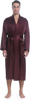Lavenderi Mens Silky Satin Lounge Robe, Long Lightweight Sleepwear